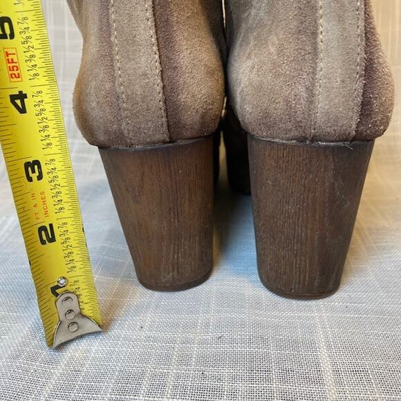 Eric Michael Brown Suede Lace Up Zip Platform Heel Boots Booties Womens 7.5 - Picture 6 of 9